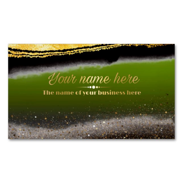  verde pistacho con purpurina magnetiska visitkort (Framsida)