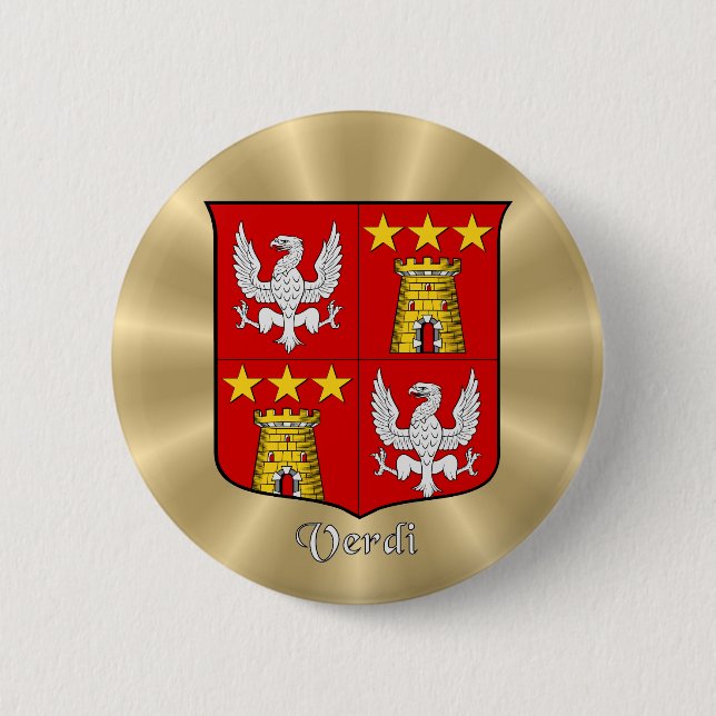 Verdi Historical Shield på Golden Sunburst Knapp (Framsida)