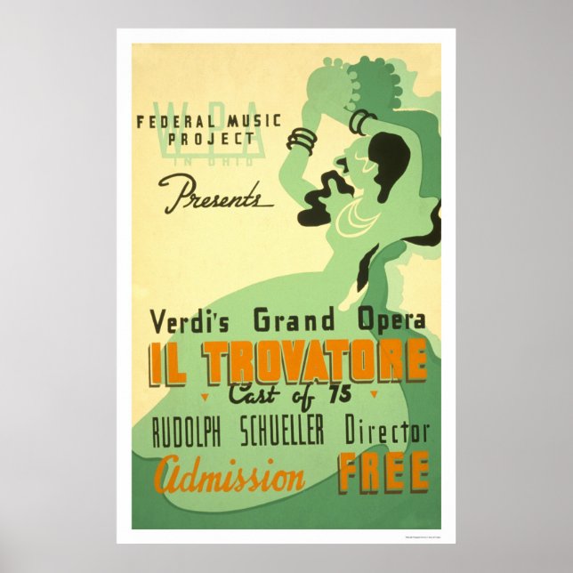 Verdi Il Trovatore 1937 WPA Poster (Framsidan)