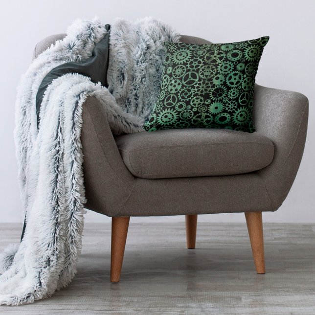 Verdigris Bronze Gears Steampunk Kudde (Skapare uppladdad)