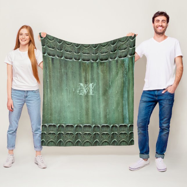 Verdigris Bronze Löv Mönster Fleecefilt (På plats)