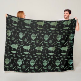 Verdigris Bronze Steampunk Airships Theme Fleecefilt