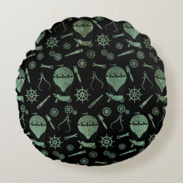 Verdigris Bronze Steampunk Balloon Theme Rund Kudde