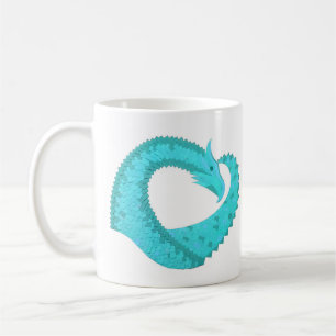 Verdigris hjärta drake på vitt kaffemugg