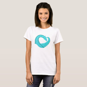 Verdigris hjärta drake på vitt tee shirt