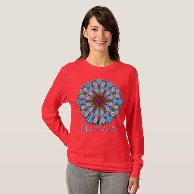 Verdigris Namaste Kaleidoscope T Shirt (Hel framsida)