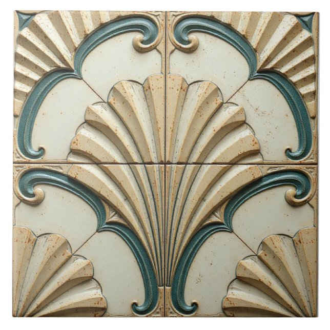 Verdigris snäckmotiv kakelplatta (Framsidan)