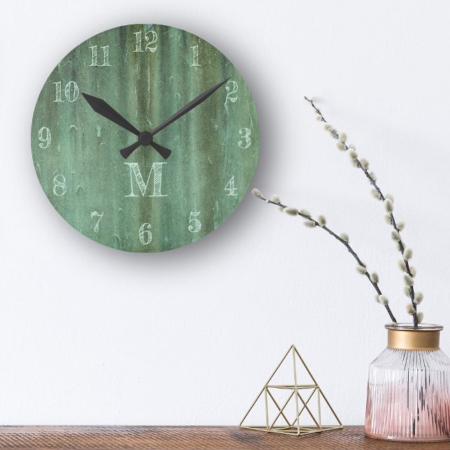 Verdigris Weasted Bronze Titta Monogram Rund Klocka (Skapare uppladdad)
