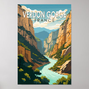 Verdon Gorge Frankrike Travel Art Vintage Poster