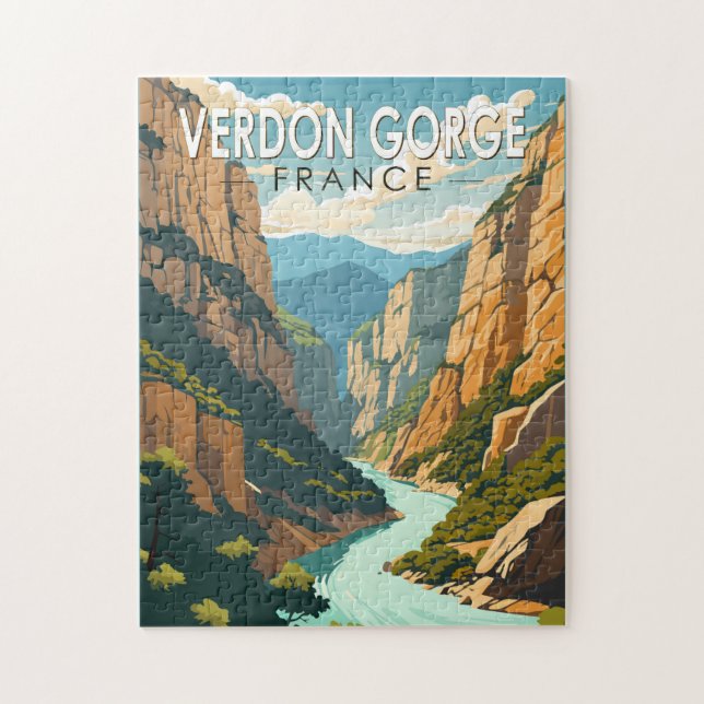 Verdon Gorge Frankrike Travel Art Vintage Pussel (Vertikal)