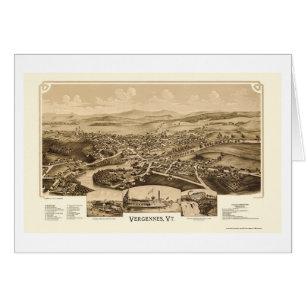 Vergennes panorama- karta för VT - 1890 Hälsningskort