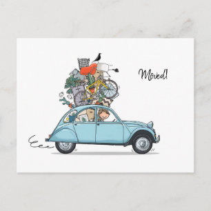 Verhuiskaart Citroen Eend blauw Vykort