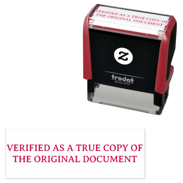 Verified True Copy of Original Document Självfärgande Stämpel (In Situ)