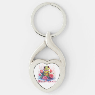 Véritable amour twisted heart silverfärgad nyckelring