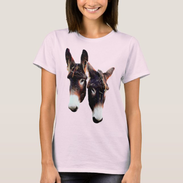 Véritable photo duo d'ânes - Stylisés T Shirt (Framsida)