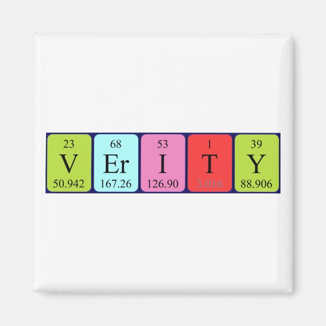 Verity Perioity bord namn magnet (Framsidan)