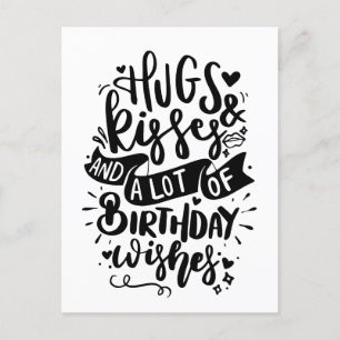 Verjaardagskaart Hugs Kisses & Birthday Önskemål Helg Vykort