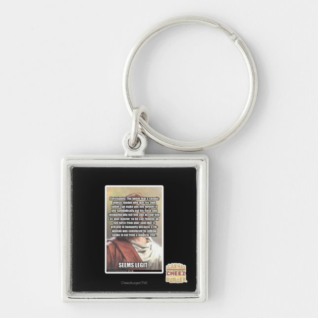 Verkar slätt fyrkantig silverfärgad nyckelring (Framsidan)