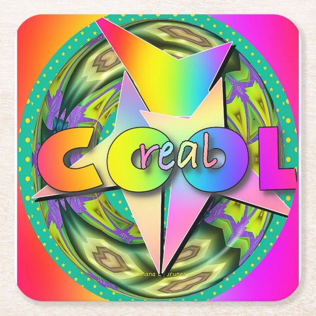 Verklig Coola Underlägg Papper Kvadrat (Framsidan)