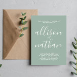 Verklig enkelhet 1 Grönt minimalistisk Bröllop Inbjudningar<br><div class="desc">Den här enkla och vackra bröllopsinbjudan är perfekt för minimalisterna i oss alla! Kontakta mig om du vill ha hjälp med att anpassa textdelen av bröllopsinbjudan.</div>