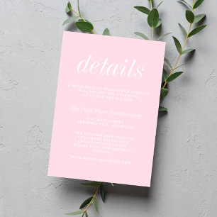 Verklig enkelhet 2 Primrose Rosa Minimal Bröllop Tilläggskort
