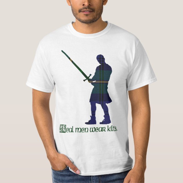 Verklig för Gordon för manarbäraKilts Tartan skott Tee (Framsida)