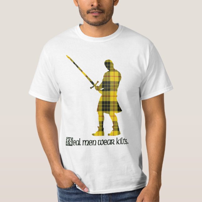 Verklig för MacLeod för manarbäraKilts Tartan T-shirt (Framsida)