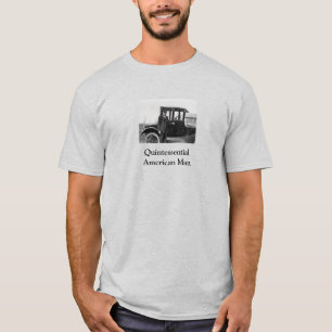 Verklig foto av antikt fordon med ägare t shirt