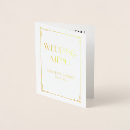 Verklig guldfärgsbild Deco Bröllop Menu Folierat Kort