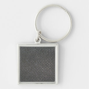 Verklig RÅ texturerad kolfiber Fyrkantig Silverfärgad Nyckelring