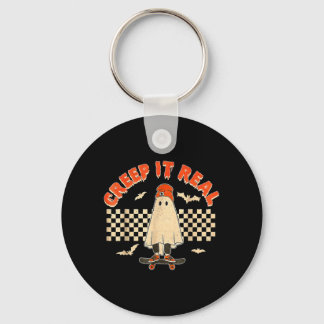 Verklig Skateboardåkande Spöke Retro Halloween Kos Nyckelring