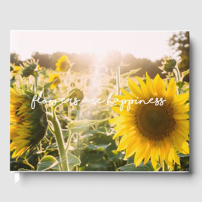 Verklig solros foto fält Blommor är lycka Gästböcker (Framsida)