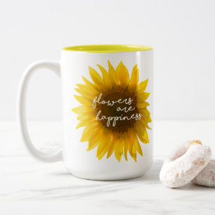 Verklig solros foto fält Blommor är lycka Två-Tonad Mugg