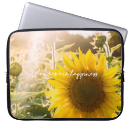 Verklig solrosfoto Fältblommor är lycka Laptop Fodral