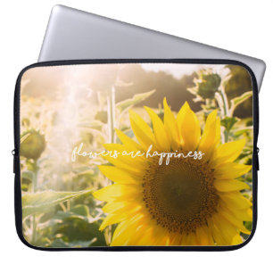 Verklig solrosfoto Fältblommor är lycka Laptop Fodral