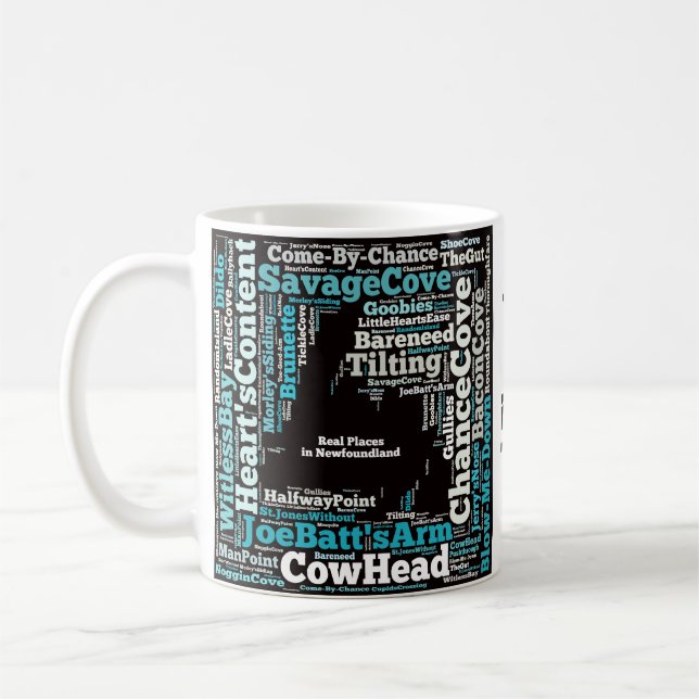 Verklig ställen i den Newfoundland muggen Kaffemugg (Vänster)