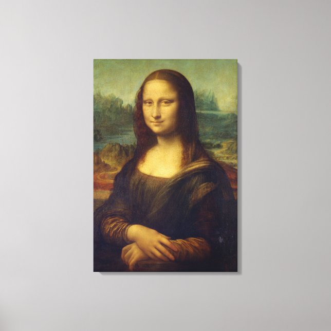 Verklig Storlek för Mona Lisa-målning i arbetsytan Canvastryck (Framsida)