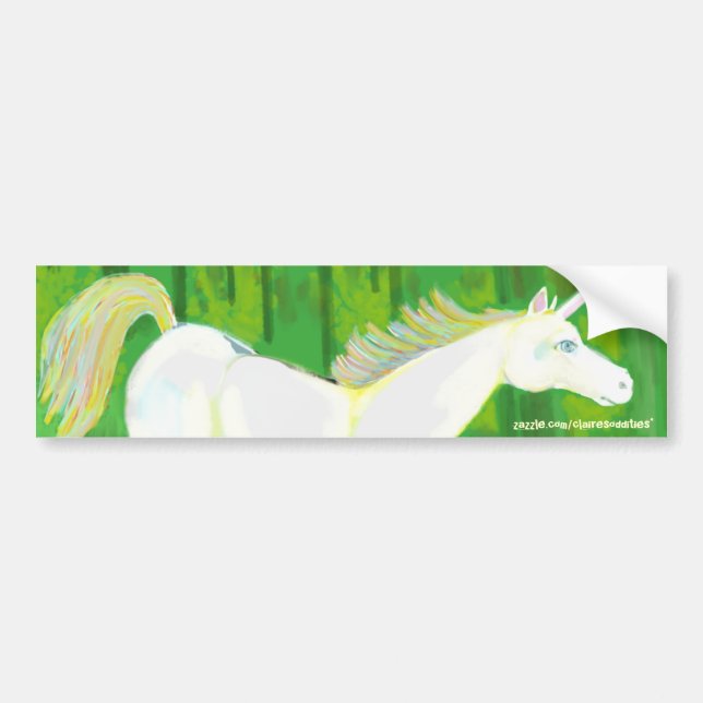 Verklig Unicorn i en skogbildekal Bildekal (Framsidan)