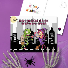 Verklig Vänskap i City Halloween Helg Vykort