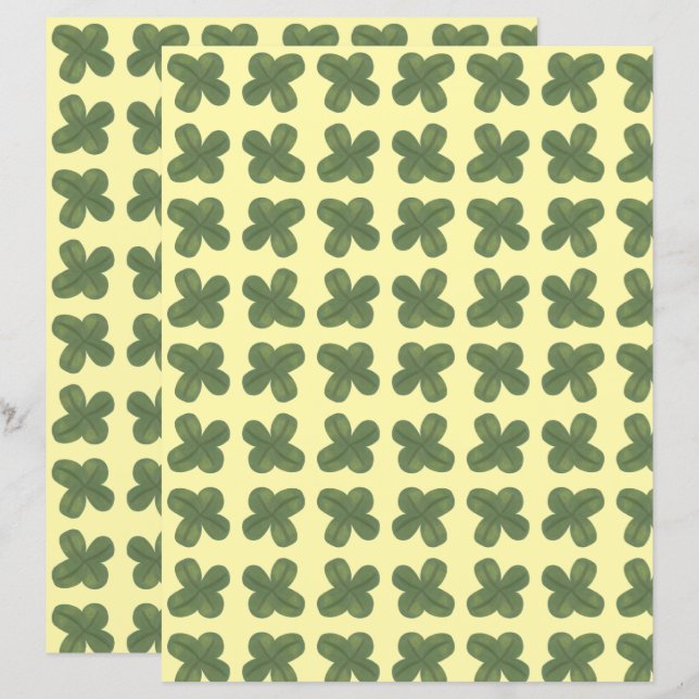 Verklig, Whimsical Shamrock-mönster Scrapbook (Fram/baksida)