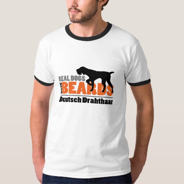 Verkliga hundar har skägg - Deutsch Drahthaar Tee Shirt (Framsida)