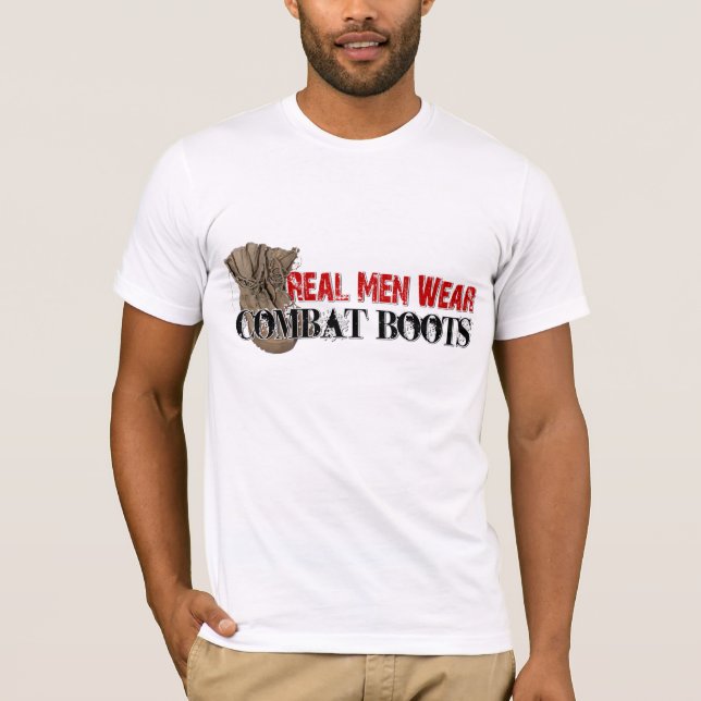 Verkliga kängor för manarbärastrid t shirt (Framsida)