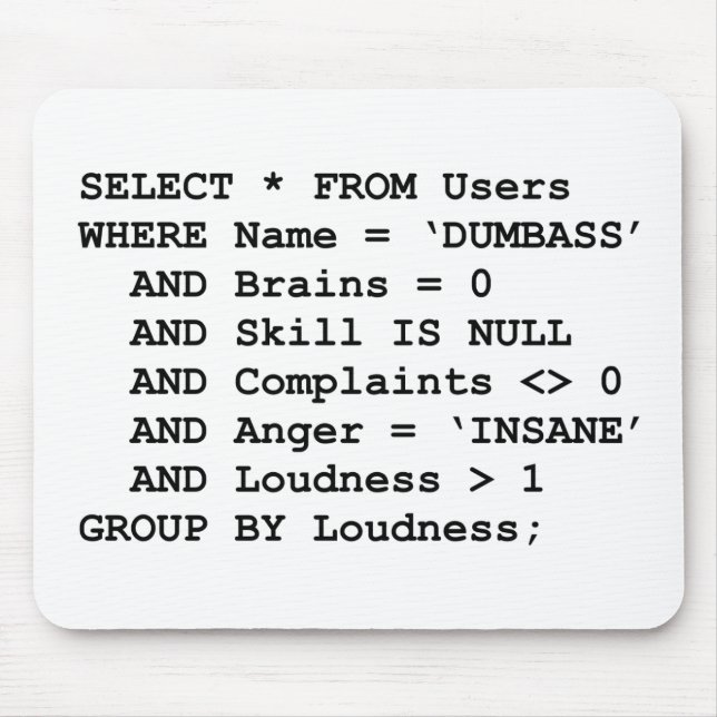 Verkliga livet SQL Musmatta (Framsidan)