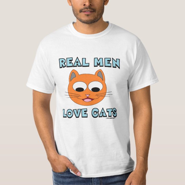 VERKLIGA MÄN ÄLSKAR KATTER Ginger Katt Ansikte  T Shirt (Framsida)