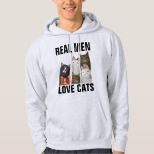 VERKLIGA MÄN ÄLSKAR KATTER MÄNS KATT-T-SHIRTS HOOD HOODIE