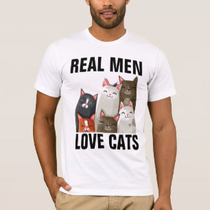 VERKLIGA MÄN ÄLSKAR KATTER MÄNS KATT-T-SHIRTS T SHIRT