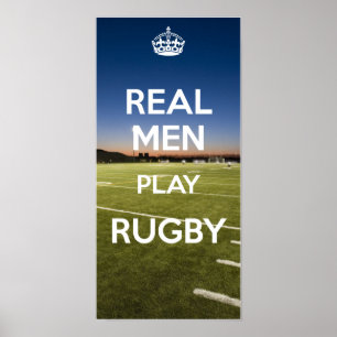VERKLIGA MÄN SPELAR RUGBY POSTER
