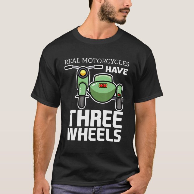 Verkliga motorcyklar har tre Hjul Sidecar Funny M T Shirt (Framsida)