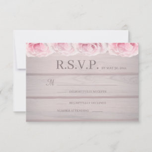 Verkliga rosa rosor Rustik Chic Blommig Bröllops-R Inbjudningar