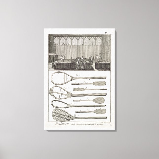 Verkliga tennis och byggandet av racker, från canvastryck (Framsida)